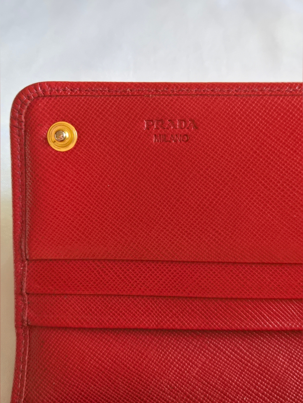 Prada Red Saffiano Leather Bow Wallet - Picture 7 of 13
